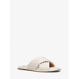 Michael Kors Portia Quilted Leather Slide Sandal Natural 8.5