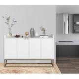 Mercer41 Fermont 47.2" Sideboard w/ Open Countertop & Adjustable Shelf-Functional Storage Buffet Cabinet Wood in White | Wayfair