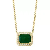 Effy® 1/8 Ct. T.w. Diamond And Natural Emerald Necklace In 14K Yellow Gold, 16 In
