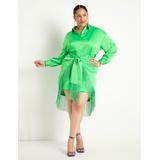 Plus Size Women's Fringe Satin Mini Skirt by ELOQUII in Poison Green (Size 18)