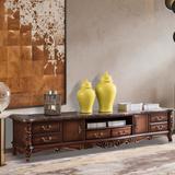 GOLDEN ZOOS European Marble TV Cabinet American Retro Solid Wo 94.49 W Storage Credenza in Brown | Wayfair 08LK6JPZQJJ2ZJ