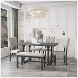 Red Barrel Studio® Anoka Rectangular 60" L x 36" W Dining Set Wood/Upholstered Chairs in Gray | Wayfair 2502C0D5C724472AB46F2CE799057B7F