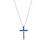 Le Vian® Adjustable Cross Necklace Featuring Passion Ruby™, 1/6 Cts. Blueberry Sapphire™, 1/20 Cts. Vanilla Diamonds Set In 14K Vanilla Gold