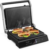Costway Electric Panini Press Grill 1200w Sandwich Maker w/ Independent Temperature Control & Removable Drip Tray Cast Iron in Gray | Wayfair