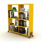 George Oliver 45" H x 8" W Solid Wood Bookcase, Bookshelf Organizer w/ 6 Shelves Wood in Yellow, Size 45.0 H x 8.0 W x 45.0 D in | Wayfair