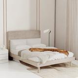 Gracie Oaks Tiane Wood Platform Bed w/ Headboard Metal in Brown/Gray, Size 43.8 H x 61.0 W x 80.7 D in | Wayfair ED0BFDCA6AEB4B35B3A34D8D32638979
