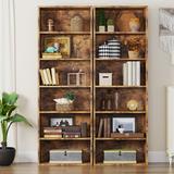 Ebern Designs Namiko Bookshelves & Bookcases Floor Standing 6 Tier Display Storage Shelves 71in Tall Bookcase Home Decor Wood in Brown | Wayfair