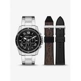 Michael Kors Oversized Alek Silver-Tone Watch Gift Set Silver One Size