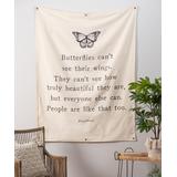 Evergreen Wall Art White - White & Black 'Butterflies Can't See Their Wings' Tapestry