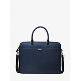 Michael Kors Cooper Textured Faux Leather Briefcase Blue One Size