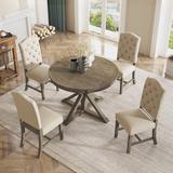 Rosalind Wheeler Genevre 4 - Person Drop Leaf Dining Set Wood/Upholstered Chairs in Brown | Wayfair 083A1AD4A9E64245B4C9440CCAD4F6B6
