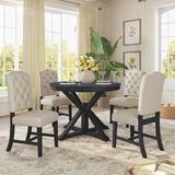Rosalind Wheeler Genevre 4 - Person Drop Leaf Dining Set Wood/Upholstered Chairs in Brown | Wayfair 149B20AF7E454728AA19A112010F0375