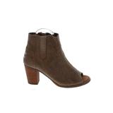 TOMS Ankle Boots: Chelsea Boots Chunky Heel Boho Chic Tan Print Shoes - Women's Size 6 1/2 - Peep Toe