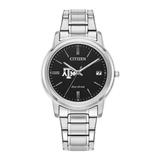 Women's Citizen Watch Silver Texas A&M Aggies Eco-Drive Black Dial Stainless Steel