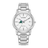 Women's Citizen Watch Silver Tulane Green Wave Eco-Drive White Dial Stainless Steel