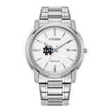 Men's Citizen Watch Silver Notre Dame Fighting Irish Eco-Drive White Dial Stainless Steel