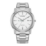 Men's Citizen Watch Silver William & Mary Tribe Eco-Drive White Dial Stainless Steel
