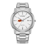 Men's Citizen Watch Silver Oklahoma State Cowboys Eco-Drive White Dial Stainless Steel