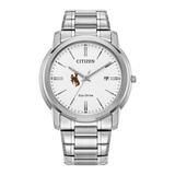 Men's Citizen Watch Silver Wyoming Cowboys Eco-Drive White Dial Stainless Steel