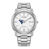 Men's Citizen Watch Silver West Virginia Mountaineers Eco-Drive White Dial Stainless Steel