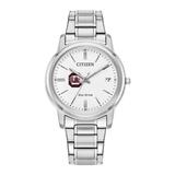 Women's Citizen Watch Silver South Carolina Gamecocks Eco-Drive White Dial Stainless Steel