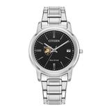 Women's Citizen Watch Silver Army Black Knights Eco-Drive Dial Stainless Steel