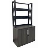 Xdustrial Series Black Metal Frame 36"W Open Storage Hutch with 2-Door Cabinet