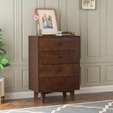 Millwood Pines Four-Drawer Storge Cabinet Lockers w/ Retro Round Handle, Solid Wood in Brown | Wayfair 0DCECA7B730C424C83DB92EDC0776B30