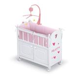 Badger Basket Cabinet Doll Crib w/ Gingham Bedding & Free Personalization Kit - White/Pink Wood in Brown | Wayfair 01721