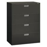 HON 600 Series 4-Drawer Lateral Filing Cabinet in Gray/Black, Size 52.5 H x 42.0 W x 18.0 D in | Wayfair 694LS