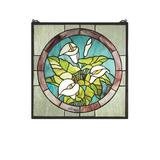 Meyda Lighting Calla Lily Stained Glass Window in Blue/Brown/Green, Size 20.0 H x 20.0 W x 20.0 D in | Wayfair 23866