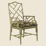 Tommy Bahama Home Island Estate Cross Back Arm Chair Wood/Upholstered/Fabric in Green, Size 40.75 H x 24.0 W x 23.75 D in | Wayfair