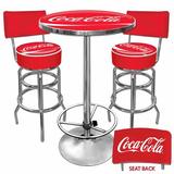 Trademark Global Coca Cola Ultimate Gameroom 3 Piece Bar Stool Table Set Wood/Metal in Brown/Gray, Size 42.0 H in | Wayfair Coke-9900-DR