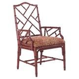 Tommy Bahama Home Island Estate Cross Back Arm Chair Wood/Upholstered/Fabric in Red/Brown, Size 40.75 H x 24.0 W x 23.75 D in | Wayfair