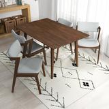 Corrigan Studio® Ariel 5-Piece Mid-Century Dining Set w/ 4 Fabric Dining Chairs In Dark Gray Wood/Upholstered Chairs in Brown/Gray | Wayfair