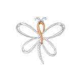 Women's 10K Rose Gold Over Silver Diamond-Accented Dragonfly Pendant by Haus of Brilliance in Rose Gold