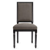 Callan Dining Chair - High Gloss Black - Plush Velvet Ash