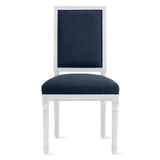 Callan Dining Chair - High Gloss White - Plush Velvet Cobalt