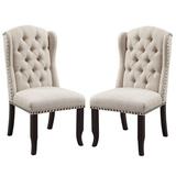 Wildon Home® Glasbury Tufted Fabric Back Side Chair Dining Chair Wood/Upholstered in Gray, Size 42.5 H x 22.5 W x 26.75 D in | Wayfair