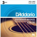 D'Addario EJ16-3D Light Phosphor Bronze Multi-Pack Acoustic Guitar Strings (6-String EJ16-3D