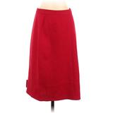 Sonia Rykiel Wool A-Line Skirt Knee Length: Red Print Bottoms - Women's Size 36