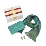 Upcycled in Turquoise,'Gift Set with Scarf, Handwoven Clutch, and Upcycled Earrings'