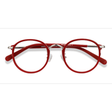 Unisex s round Matte Red Acetate, Metal Prescription eyeglasses - Eyebuydirect s Carnival