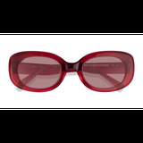 Unisex s oval Crystal Red Acetate Prescription sunglasses - Eyebuydirect s Aretha