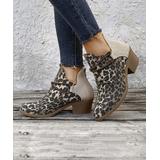 RXFSP Women's Casual boots Leopard - Black & Cream Leopard Cowboy Ankle Boot - Women