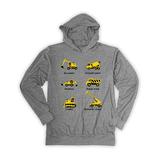 Urban Smalls Tee Shirts Heather - Heather Gray Construction Vehicles Hooded Long-Sleeve Tee - Toddler & Kids