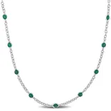 Belk & Co Green Enamel Bead Station Necklace In Sterling Silver, White