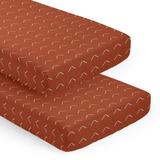 Sweet Jojo Designs Rust Orange/Off White 2 - Piece Sheet Polyester in Red, Size 28.0 W x 52.0 D in | Wayfair 2P-CS-DiamondTuft-OR-PRT