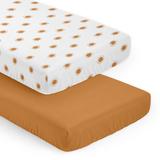 Sweet Jojo Designs Rust Orange/White 2 - Piece Sheet Polyester in Brown, Size 28.0 W x 52.0 D in | Wayfair 2P-CS-Sun-WH-PM