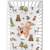 Sweet Jojo Designs Watercolor Woodland Forest Animals Collection - Piece Sheet Polyester, Size 28.0 W x 52.0 D in | Wayfair CribSheet-ForestAnimals
